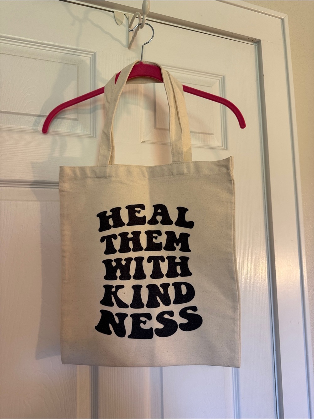 Handcrafted Canvas Tote Bag with "Heal Them With Kindness" Print